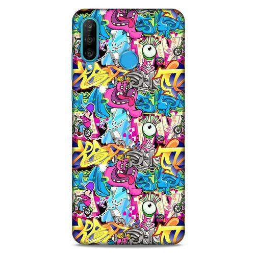 Graffitix (7) Desenli Silikon Kapak Huawei P30 Lite Kılıf