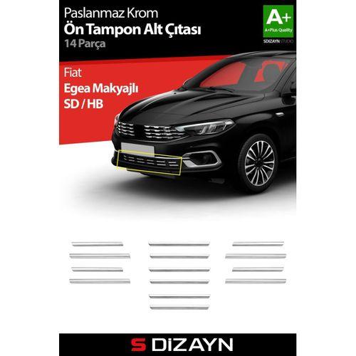 S-Dizayn Fiat Egea Krom Ön Tampon Alt Çıtası Diamond Model 14 Prç. 2020 Üzeri (Parlak Krom) A+ Kalite
