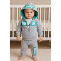 Simply Desenli Kapişonlu 3'lü Erkek Bebek Takımı