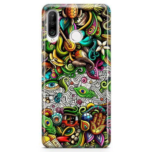 Huawei Nova 4e Kılıf Hindistan Doodle Arka Kapak Koruma Desenli Full Koruyucu