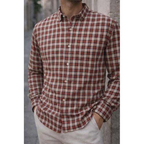 Jacob Kareli %100 Pamuklu Relaxed Fit Casual Giyim Ekose Erkek Gömlek - Kiremit