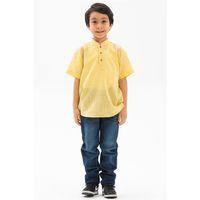 Kısa Kol Şantuklu Pamuk Bodrum Yazlık Erkek Çocuk Tshirt Sarı 3073