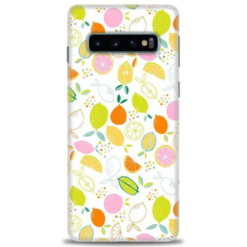 Samsung Galaxy S10 Kılıf HD Baskılı Kılıf - Renkli Limonlar + Tam Ekran Koruyucu