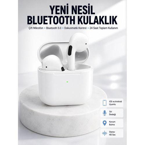 Yeni Nesil Bluetooth Kulaklık Beyaz Çağrı Cevaplayabilen Kablosuz