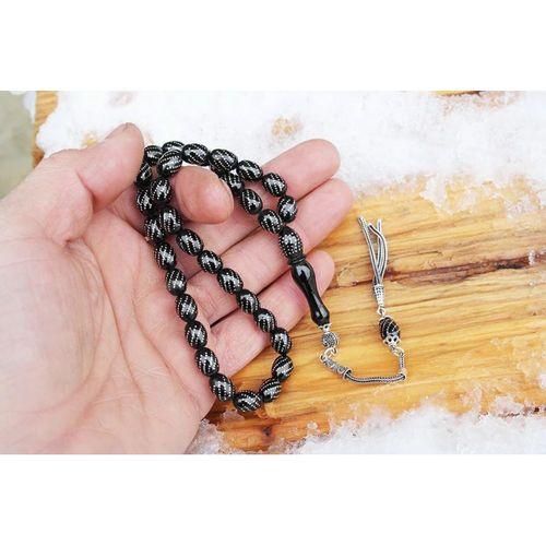 Oltu Taşı Beyzi Model Burgu İşlemeli Tespih