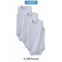 Gri Askılı Body Zıbın 2-7 YAŞ Çocuklar İçin (3 ADET) Alttan Çıtçıtlı Özel Gereksinimli