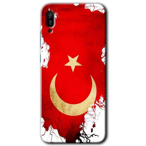 MRCİLETİSİM Huawei Y6 2019 Kılıf HD Desen Baskılı Arka Kapak + Temperli Cam - Türkiyem