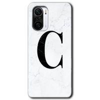 Potkal Hediye Fabrikası Xiaomi Redmi K40 Pro Kılıf HD Desen Baskılı Arka Kapak - Beyaz Mermer Desenli C Harfi