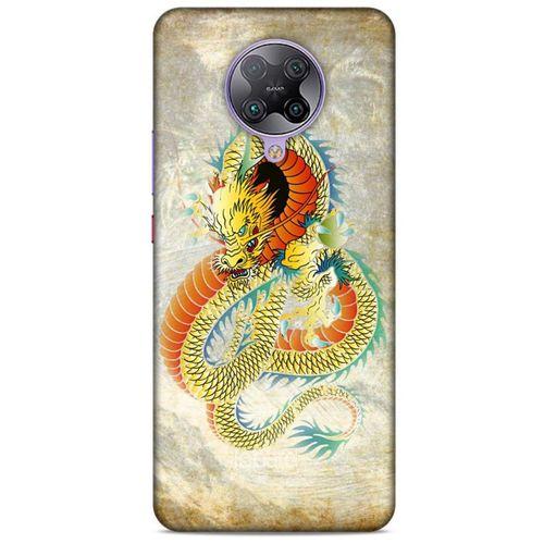 Xiaomi Poco F2 Pro Kılıf Dragons (21) Koruyucu Kapak Ejderha Dövme Sarı