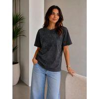 Batik Desenli Tişört Bisiklet Yaka Kısa Kol Regular Fit T-shirt - Siyah