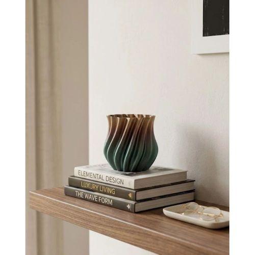 Koyu Metalik Kıvrımlı 3d Vazo Minimal Lüks Ev Ofis Dekoru