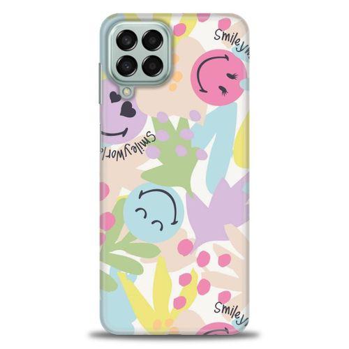 Samsung Galaxy M33 Kılıf HD Baskılı Kılıf - Smiley World + Tam Ekran Koruyucu