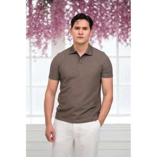 Slimfit Spor Örgü Kumaş Tek Düğme Polo Yaka T-shirt