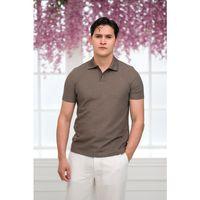 Slimfit Spor Örgü Kumaş Tek Düğme Polo Yaka T-shirt