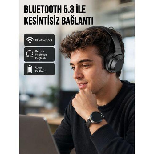 Siyah Kablosuz Bluetooth Kulaklık 300 Mah Hızlı Şarj Katlanabilir Pedli Yeni Nesil