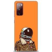 Samsung Galaxy S20 FE Kılıf HD Baskılı Kılıf - Turuncu Astronot + Tam Ekran Koruyucu