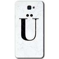 MRCİLETİSİM Samsung Galaxy J7 Prime Kılıf HD Desen Baskı Arka Kapak + Temperli Cam-Beyaz Mermer Desenli Ü Harfi