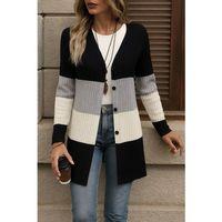 Kadın Uzun Kollu çok Renkli önden Düğmeli Uzun Ceket