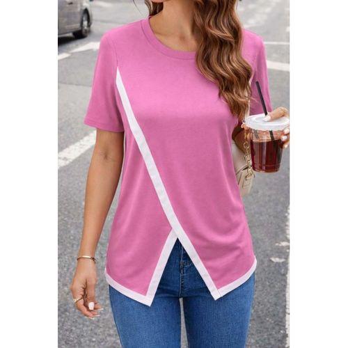 Kadın Kısa Kollu Bisiklet Yaka Viskon Bluz