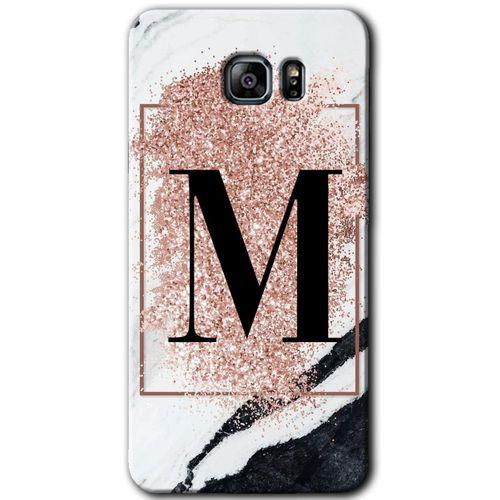 Samsung Galaxy Note 5 HD Baskılı Kılıf + 9D Tam Ekran Koruyucu - Pembe Mermer Desenli M Harfi
