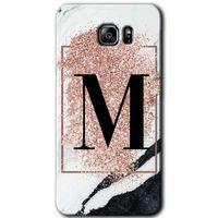 Samsung Galaxy Note 5 HD Baskılı Kılıf + 9D Tam Ekran Koruyucu - Pembe Mermer Desenli M Harfi