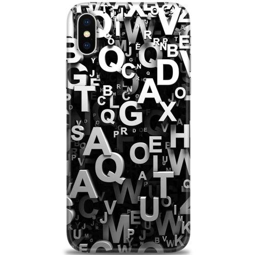 iPhone X Kılıf HD Baskılı Kılıf - Harfler + Tam Ekran Koruyucu