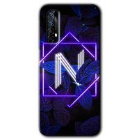 Realme 7 Kılıf HD Desen Baskılı Arka Kapak - Dark Neon Yaprak N Harfi