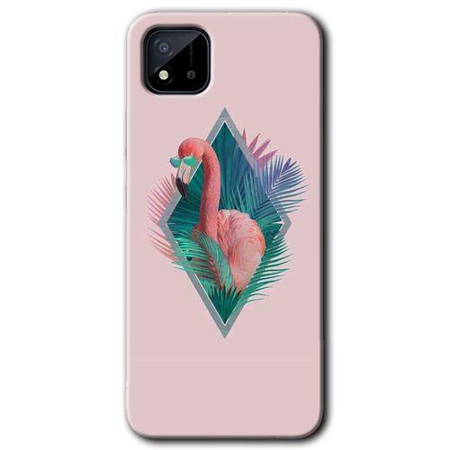 Realme C11 Kılıf HD Desen Baskılı Arka Kapak + Temperli Cam - Flamingo