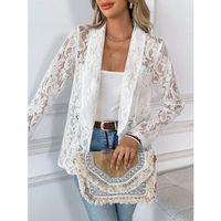 Kadın Uzun Kollu Yakalı önü Açık Dantelli Ceket