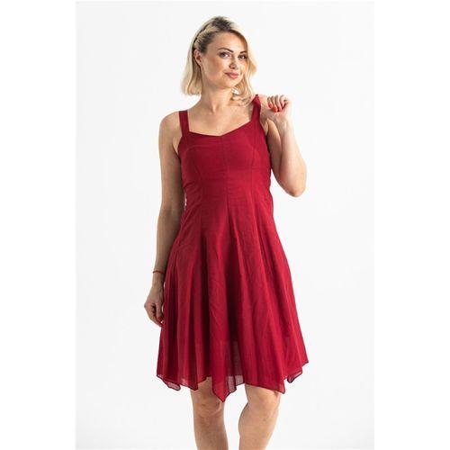 Kolsuz Vual Emel Kısa Yazlık Elbise Bordo Brd