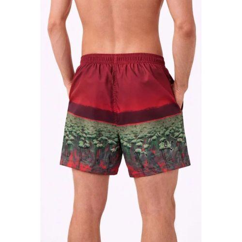 Erkek Deniz Şortu Fermuarlı Cepli File Astarlı Hızlı Kuruyan Premium - Kırmızı