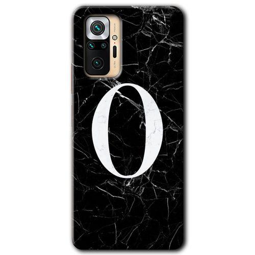 MRCİLETİSİM Xiaomi Redmi Note 10 Pro Kılıf HD Desen Baskılı Arka Kapak + Temperli Cam - Siyah Mermer Desenli O Harfi