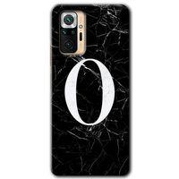 MRCİLETİSİM Xiaomi Redmi Note 10 Pro Kılıf HD Desen Baskılı Arka Kapak + Temperli Cam - Siyah Mermer Desenli O Harfi