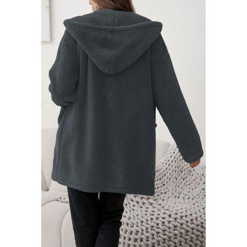 Kadın Uzun Kollu Kapşonlu önden Fermuarlı Cepli Welsoft Ceket