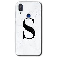 Potkal Hediye Fabrikası Vestel E5 Kılıf HD Desen Baskılı Arka Kapak - Beyaz Mermer Desenli S Harfi