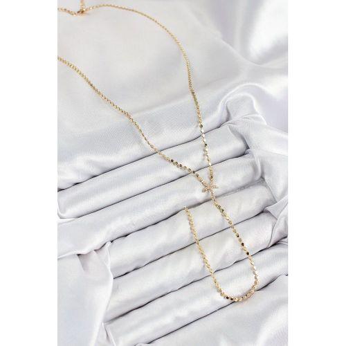 Pirinç Zirkon Taşlı Ezme Zincirli Deniz Yıldızı Model Gold Renk Y Kolye