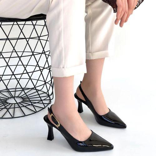 Hies Siyah Rugan Topuklu Ayakkabı