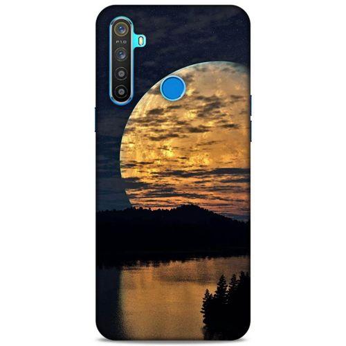 Lopard Oppo Realme 5i Uyumlu Kılıf Gece'S (49) Ultra Silikon Kılıf Ay Yansıması