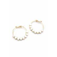 Mineli Halka Küpe - Beyaz