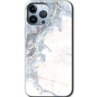 iPhone 13 Pro Max Kılıf HD Desen Baskılı Arka Kapak - White Marble + Kırılmaz Cam