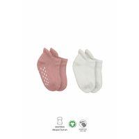 2'li Altı Havlu Sneakers Kaymaz Çorap 20501 Ekru Pudra