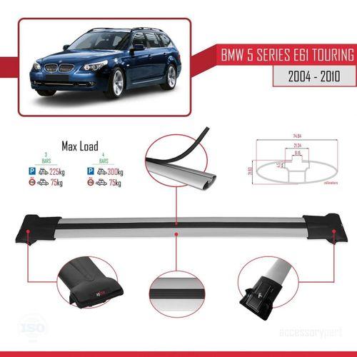 BMW 5 Serisi (E61) TOURING 2004-2010 Arası ile Uyumlu FLY Model Ara Atkı Tavan Barı GRİ 3 ADET BAR
