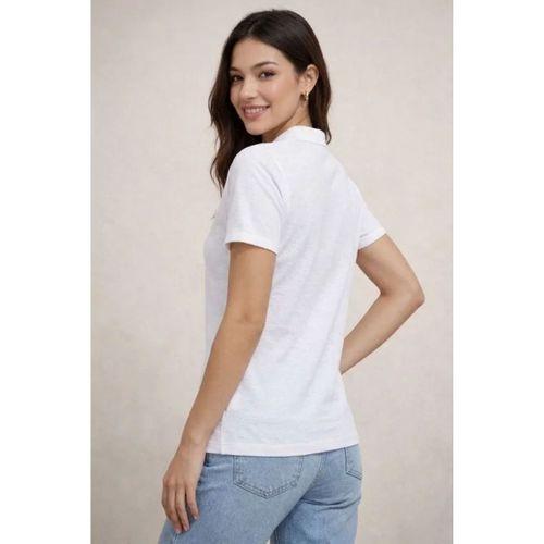 Polo Yaka Pike Kumaş Düğmeli Basic Tişört T-Shirt Günlük Rahat - Beyaz