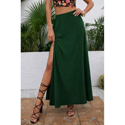 Kadın Yüksek Bel Yandan Yırtmaçlı Uzun Sandy Etek