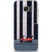 Samsung Galaxy S7 Edge Kılıf HD Baskılı Kılıf - Kırmızı Motor + Tam Ekran Koruyucu