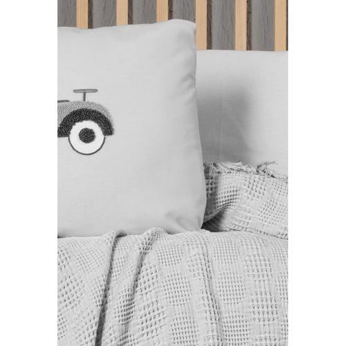 Kanz Kanz Bebek Waffle Müslin Nakışlı Pike Knz-021 Bubble Gri