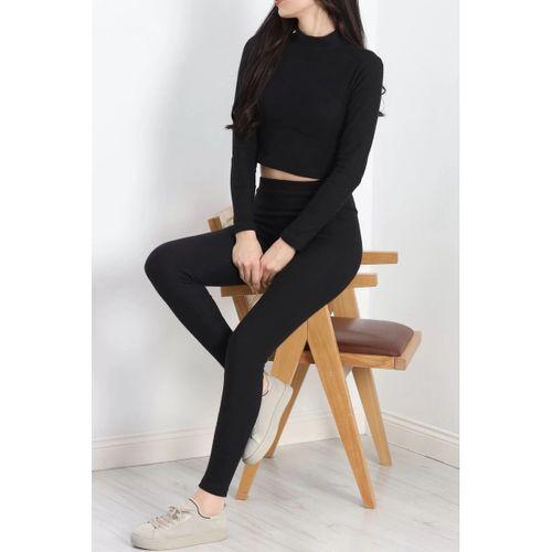 pilelistore Raporlu Crop İkili Takım Siyah