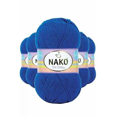 5 Adet Elite Baby El Örgü İpi Tüylenmeyen Bebek Yünü Saks Mavi 10346 - nako mudanis
