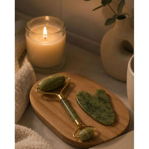 2 Parça Jade Stone Cilt Bakım Seti Şişkinlik Karşıtı Yüz Masajı