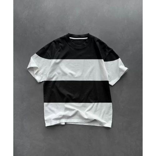 Pilelistore Unisex Bisiklet Yaka Parçalı T-Shirt - Siyah